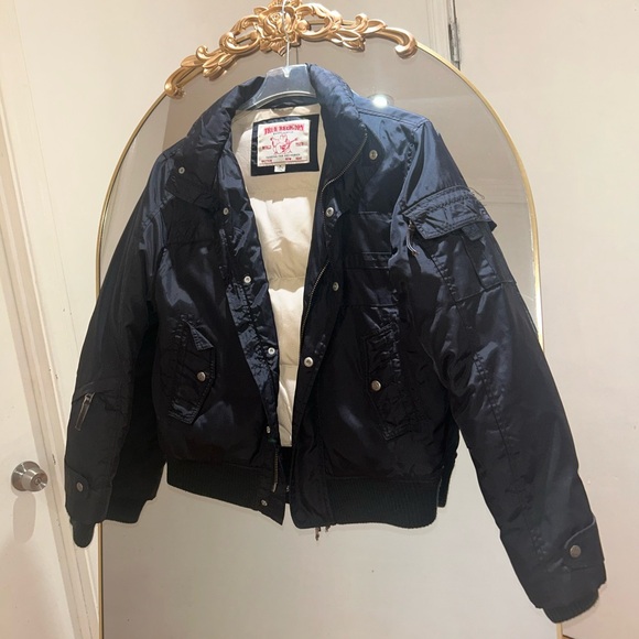 True Religion Men’s Black Utility Jacket with with Removable Hood World Tour - Picture 2 of 5